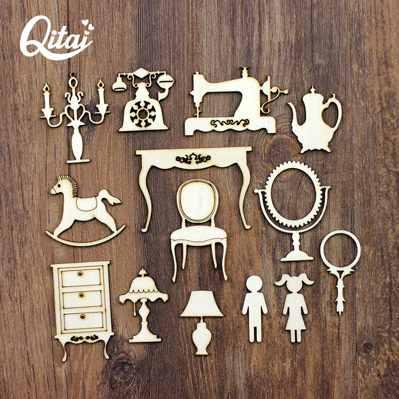 QITAI 28 шт./коркор. деревянная швейная машина для мальчиков и девочек Троян сделай