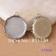 15 мм античная бронзовая медь пустые крона основы лотки 2 петли обрамление DIY оос подвеска браслет разъемов выводы