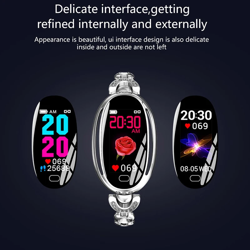 Jelly Comb Women Smart Watch 0.96 inch Color Screen Heart Rate Monitor Smart Bracelet Sleep Monitor Smartwatch for Girls Gift