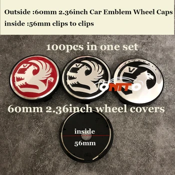 

60mm 6.0cm 100pcs/set Car Emblem Rims Covers For Vauxhall logo badge Auto Wheel Hub Center caps inside 56mm label ABS