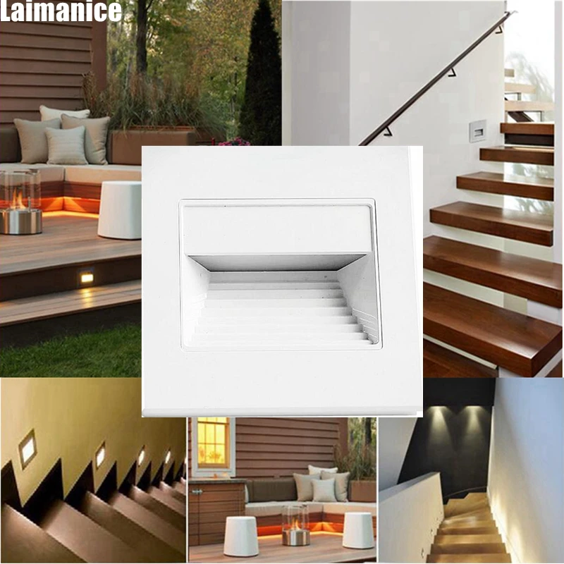

Laimanice Radar Sensor led wall lights lighting Recessed Led Stair Light In Step Lamp stairway lamps warm /cool white With 86Box