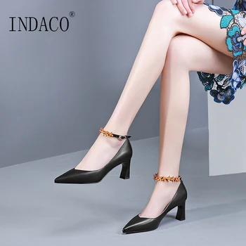 

Women Leather Ankle Boots Pumps High Heel 6.5cm Black Beige Flowers