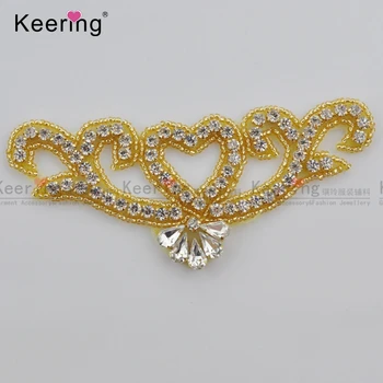 

12*5 cm Gold Color Beads Crystal Rhinestone Appliques WRA-856