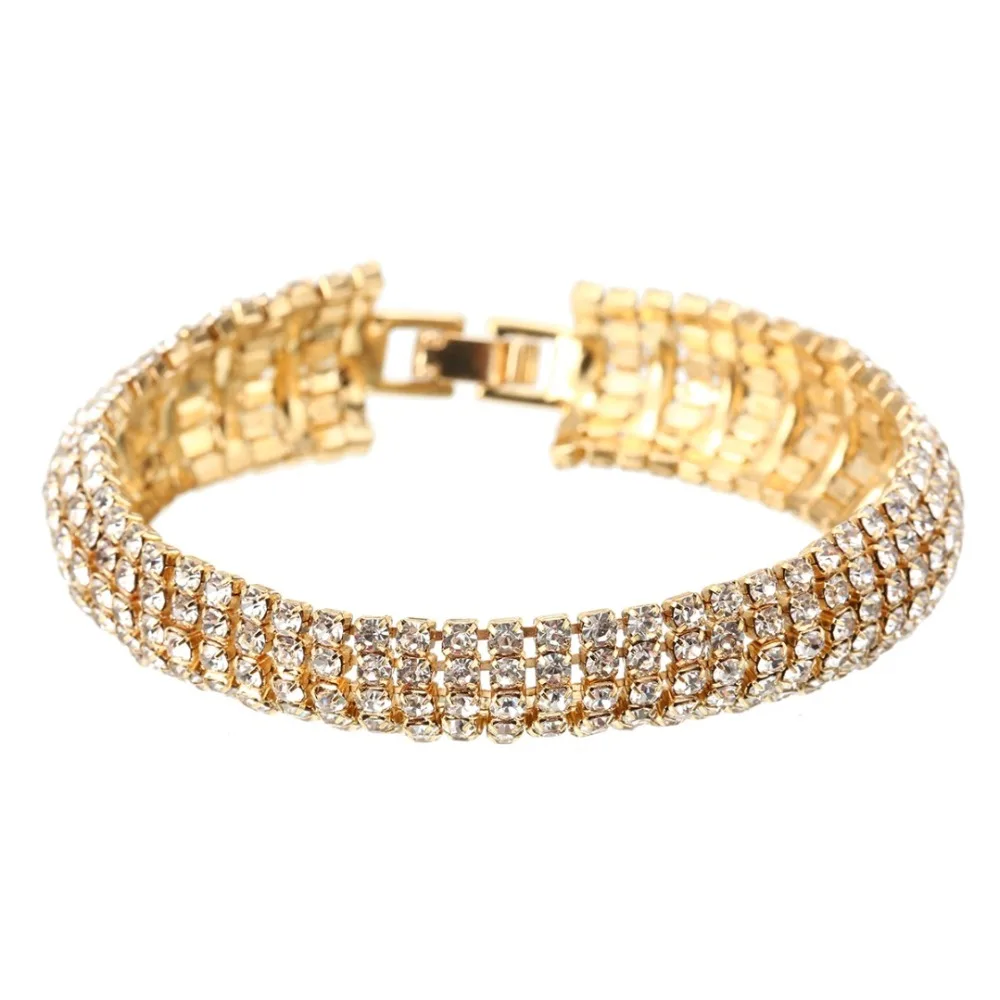 

Luxury Silver/Gold Cuff Bracelets&Bangles Top Brand CZ Full Crystal Rhinestone Buckle Love Charm Bracelet For Women Jewelry