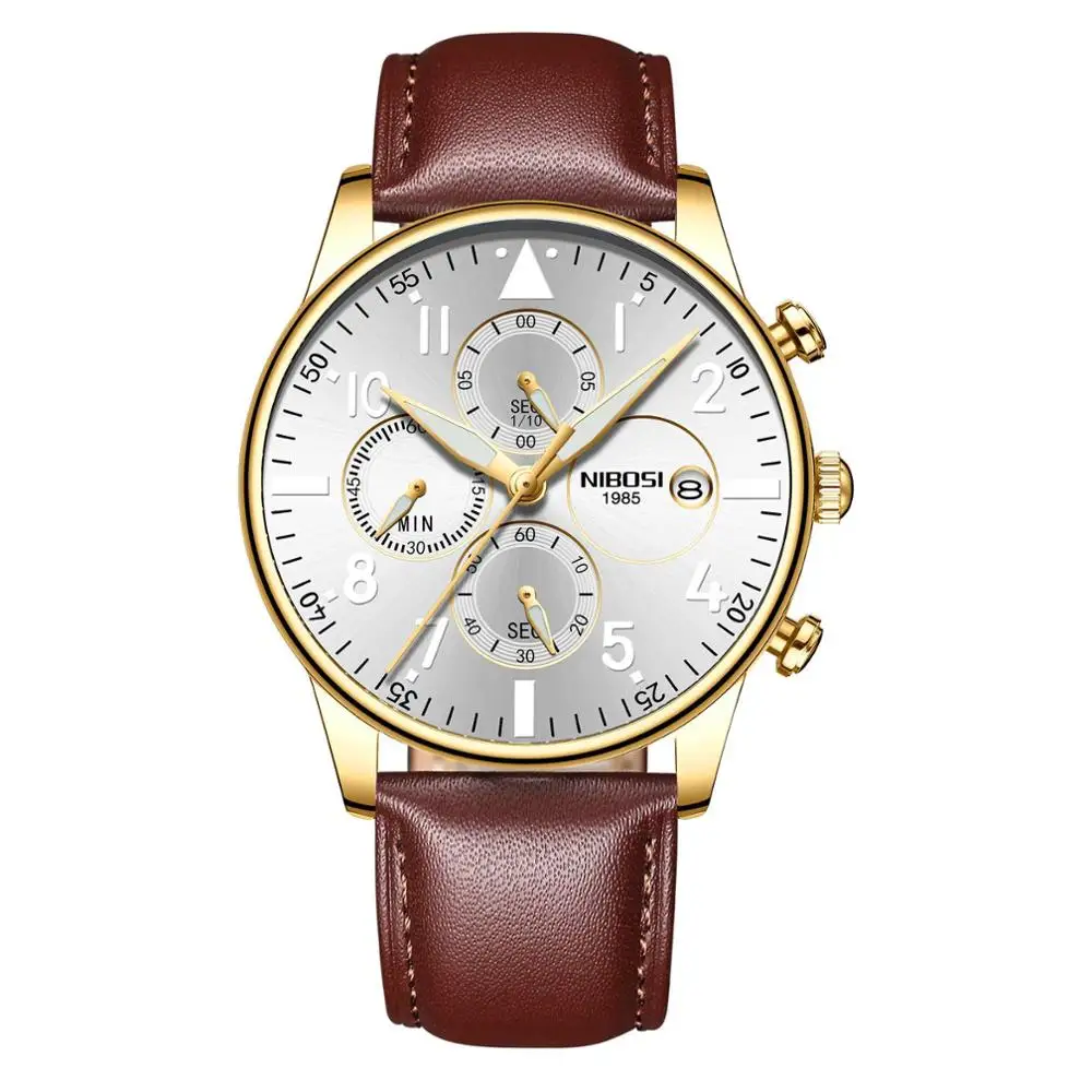 Часы наручные NIBOSI кварцевые наручные часы модный топ роскошные брендовые Для мужчин часы Бизнес человек Смотреть Тип Спорт Водонепроницаемый часы классический черный - Цвет: 12