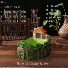 Garden green House Figurines Resin Flower Pot for Herb Cacti Succulent Plants Planter Home Garden Micro Landscape Decoration