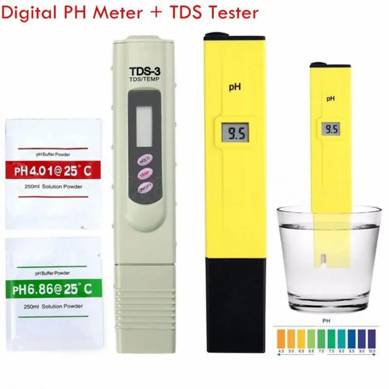 

Fish Tank Portable Water Tester Pen Digital TDS Tester+PH Meter With 2pcs Buffer Excellent Water Monitor For Aquarium Life