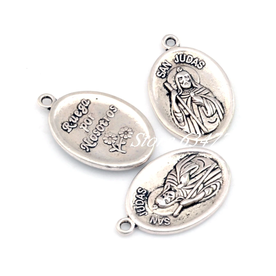 12Pcs San Judas Tadeo Charm Pendants For Jewelry Making Bracelet Necklace DIY Accessories 16x26mm A-450 4