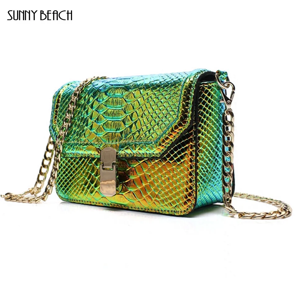 مشمس الشاطئ العلامة التجارية الشهيرة الإناث حقيبة عالية الجودة صغيرة التمساح حقيبة سلسلة السيدات حقائب كتف Crossbody أكياس