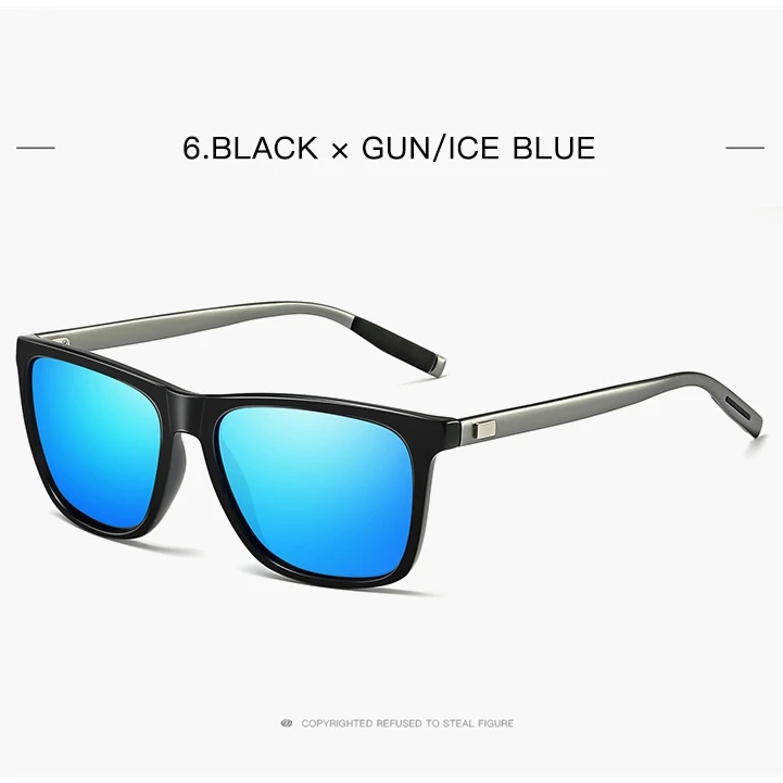 Поляризованные солнцезащитные очки из алюминиево-магниевого сплава для мужчин и женщин, модные солнцезащитные очки UV400 в винтажном стиле 47915 - Цвет линз: Gun blue