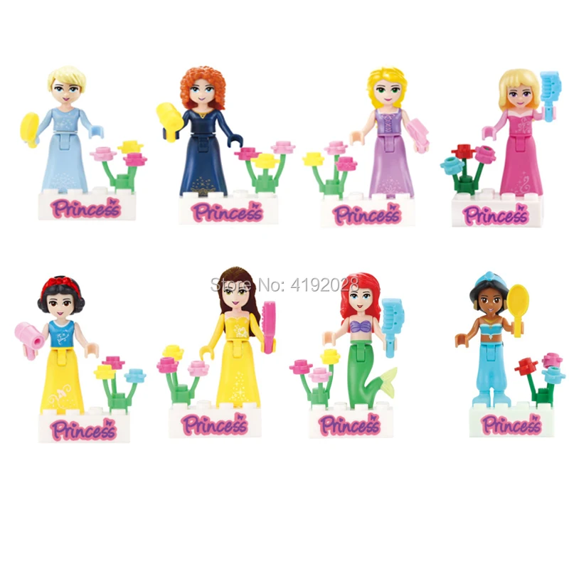 

Legoing Friends Princess Anna Elsa Mermaid Cinderella Rapunzel Belle Merida Building Blocks Toys for Children Legoings Figures