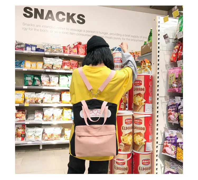 Menghuo New Leisure Canvas Backpack Women School Bookbag Female Large Space Casual Panelled Travel Bag Backpack Laptop Mochilas_24