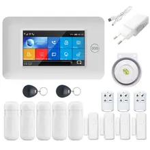 1 комплект беспроводной домашней безопасности Wi-Fi GSM GPRS Сигнализация приложение дистанционное управление RFID карта Arm Комплект с красочным экраном
