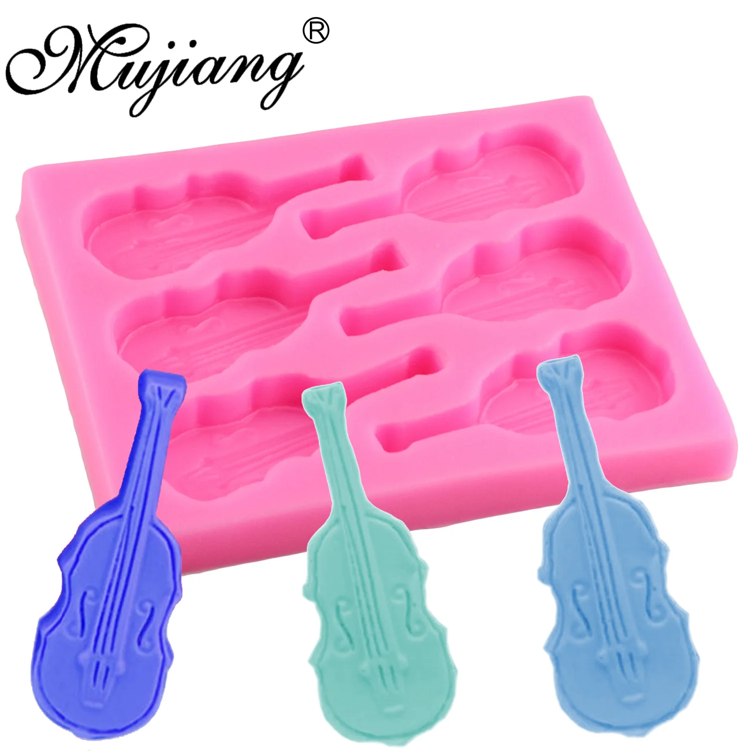 

Mujiang Music Violin Silicone Chocolate Molds Guitar Sugar Candy Jelly Moulds Resin Clay Soap Mold Fondant Cake Decorating Tools