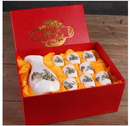

Ceramic set temperature wine pot hot warm hip flask Ceramic white rice Small handleless winedecorations men wedding gift crafts