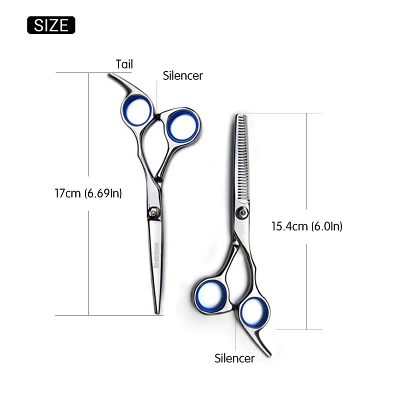  6 Inch Brainbow Hair Styling Scissors Tool Set Size