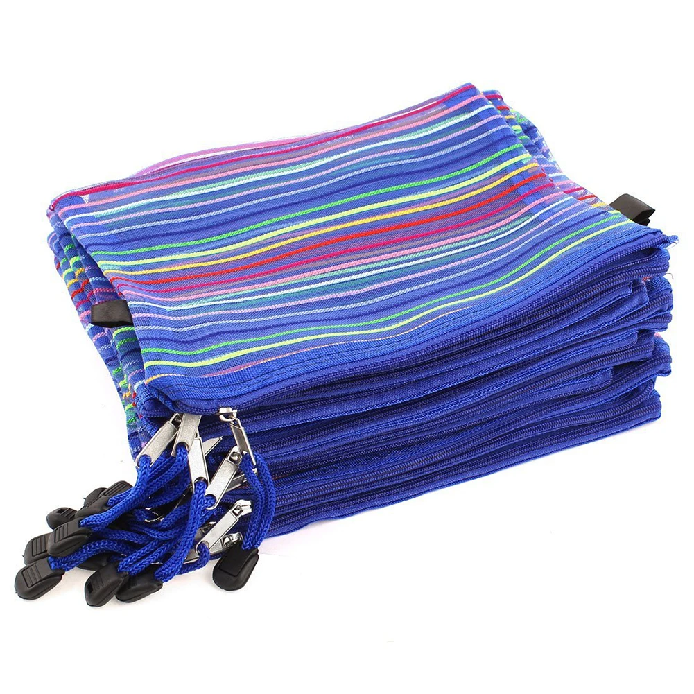 

New Plastic A5 Document Zip Up Mesh File Storage Bag 22x18cm 12 pcs Multicolor