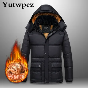

Winter Men Parka Coats Windproof Outwear Thick Mens Hooded Jacket Coat New Warm Thicken Zipper Overcoat Male Hat Detachable 2019