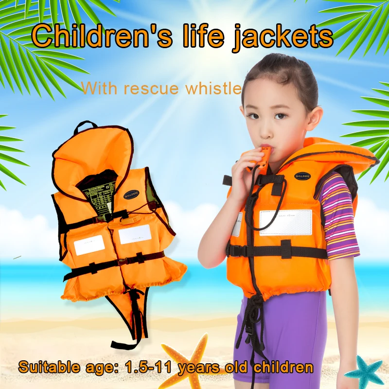 Children's swimming life jacket with whistle cross belt drifting surf snorkeling life vest EPE cotton life buoyancy clothing