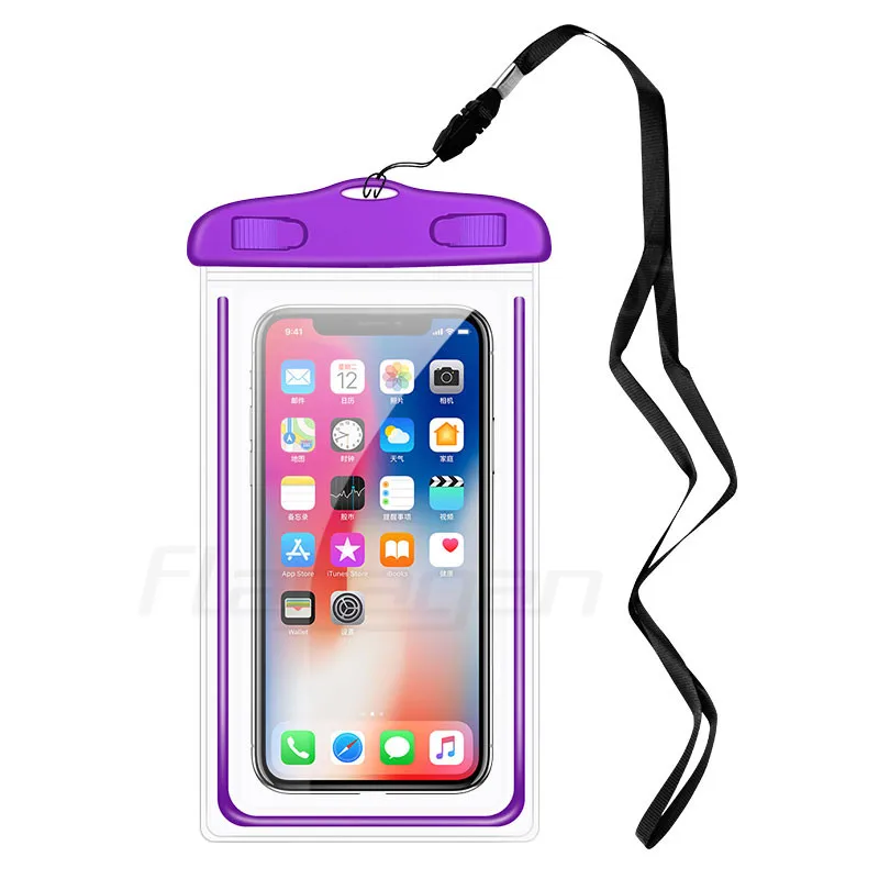Водонепроницаемый Чехол, сумка, чехол для телефона 6,5 '', чехол для телефона для iPhone Xs X 8 7Plus 6S 6 Plus, чехол для телефона для samsung Galaxy S9 S8 - Цвет: Фиолетовый