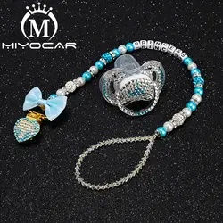 MIYOCAR любое имя bling Корона соску клип соску держатель для пустышки клипа с bling Синий Корона соска комплект уникальный подарок SP013