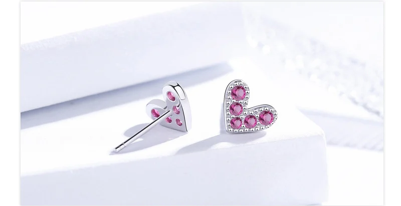 GAGAFEEL, милые розовые стразы, серьги в форме сердца для женщин, 925 пробы, серебряные серьги, женские серьги
