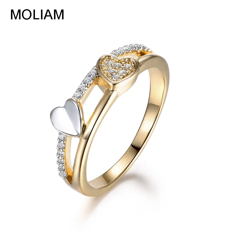 

MOLIAM Romantic Double Heart Finger Rings for Women Fashion Jewelry Ladies Cubic Zirconia Stone Ring US Size 6 7 8 9 MLR708