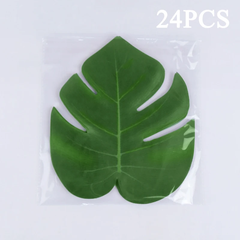 

24PCS Silk Tropical Hawaiian Green Leaves Luau Moana Party Table Decorations DIY
