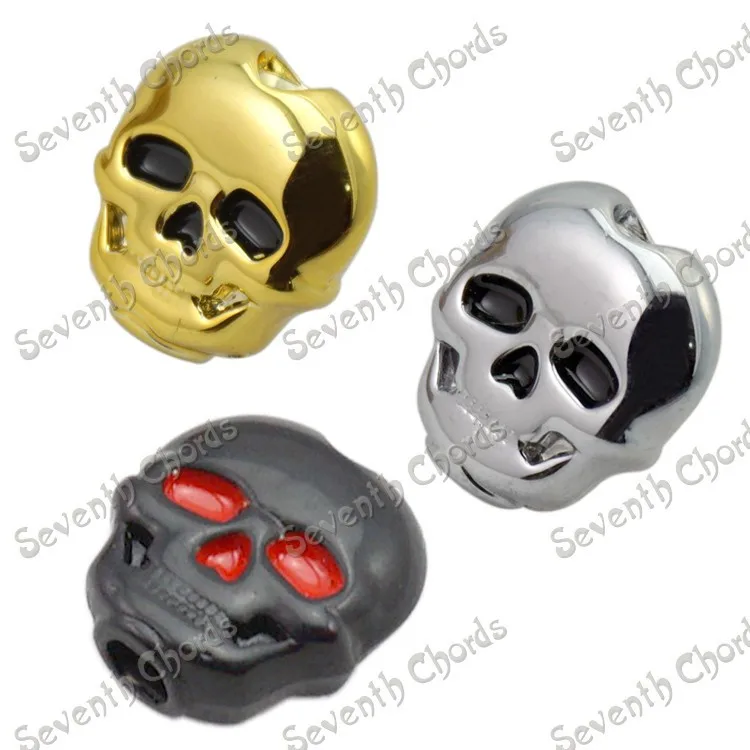 

6 Pcs Plastic Skull Head Shape Guitar Tuning Peg Tuner Machine Head replacement Button knob Handle /Chrome Gold Black for Choose