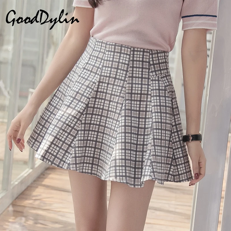 High Waist Short Plaid Skirt 2017 Summer New Plaid Print Skirts Womens