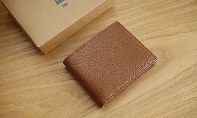 LANSPACE мужской кожаный бумажник брендовый кошелек Чехол модные мужские кошельки - Цвет: Brown Lichee