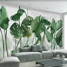 Beibehang пользовательские обои, скандинавские ручная роспись кирпичная стена завод банановый лист длинный стиль гостиной ТВ фон 3d обои