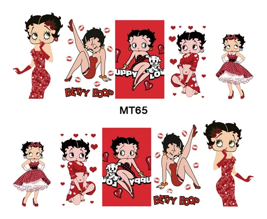 Дизайн ногтей MT65 мультфильм красный полное покрытие Betty Nail Art Водные Наклейки Наклейка для нейл-арта татуировки Советы буп DIY инструмент для ногтей