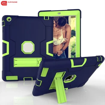 

Shockproof Case For Ipad 4 3 2 Cover Armor 3 in 1 Protection Plastic Kickstand Cover for Ipad 4 Case for Ipad 2 3 Screen Film
