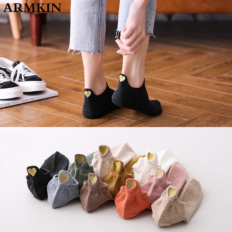 

ARMKIN 1 Pair Fashion Korea Socks Woman Ankle Socks Girls Cotton Color Novelty Women Cute Heart cute Cartoon Casual Socks