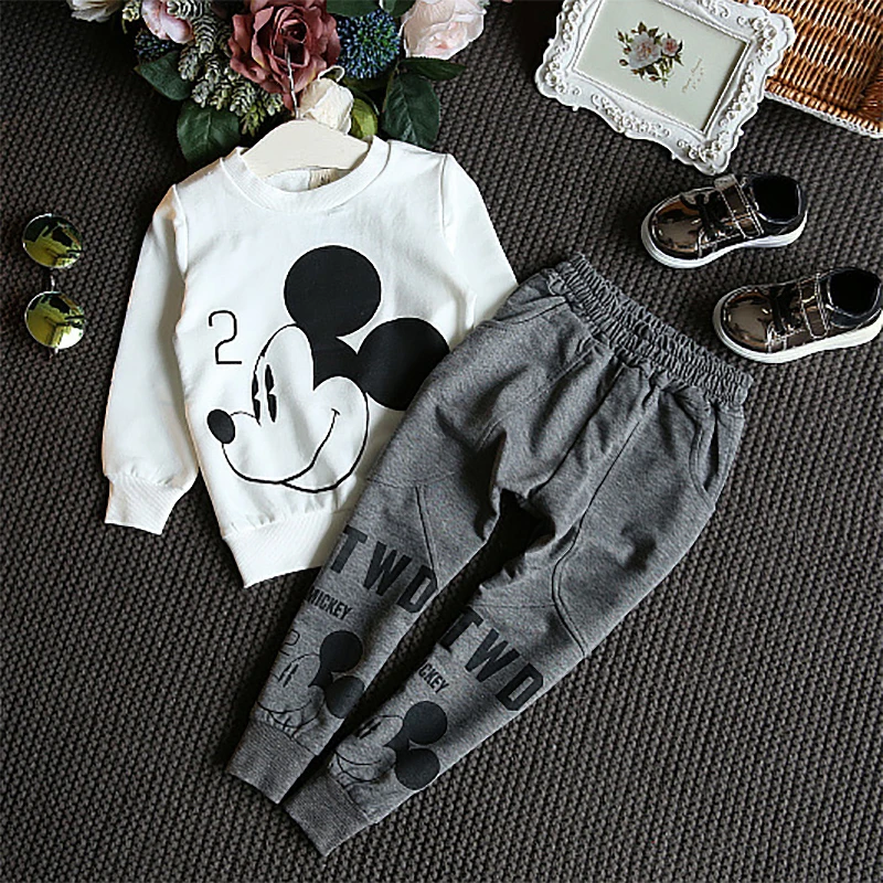 Spring And Autumn Baby Girl Sweater Children Cotton Casual Sweater Trousers two pieces suit Round Neck
