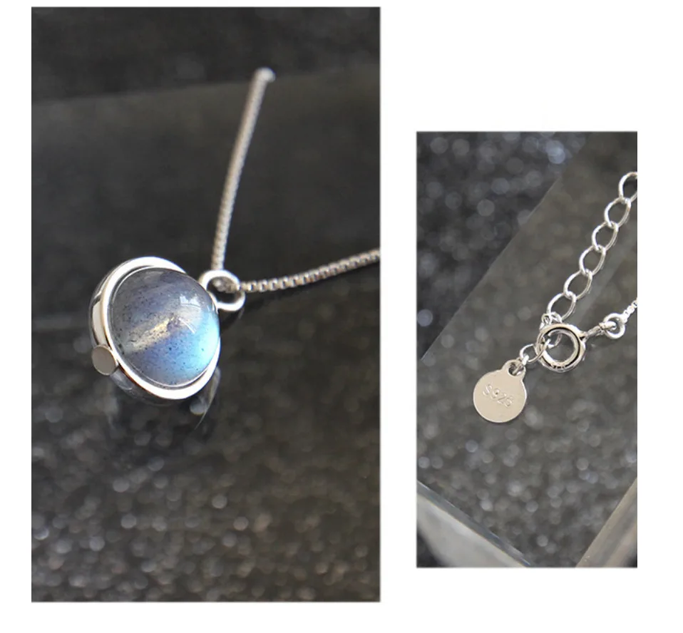 MosDream кулон из Лабрадорита ожерелье из стерлингового серебра s925 лунное ожерелье для женщин хорошее ювелирное изделие Природный камень ручной работы
