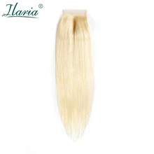 ILARIA волосы бразильские прямые 613 блонд человеческие волосы Кружева Закрытие 4x4 с Детские волосы прозрачный цвет кружева отбеленные узлы