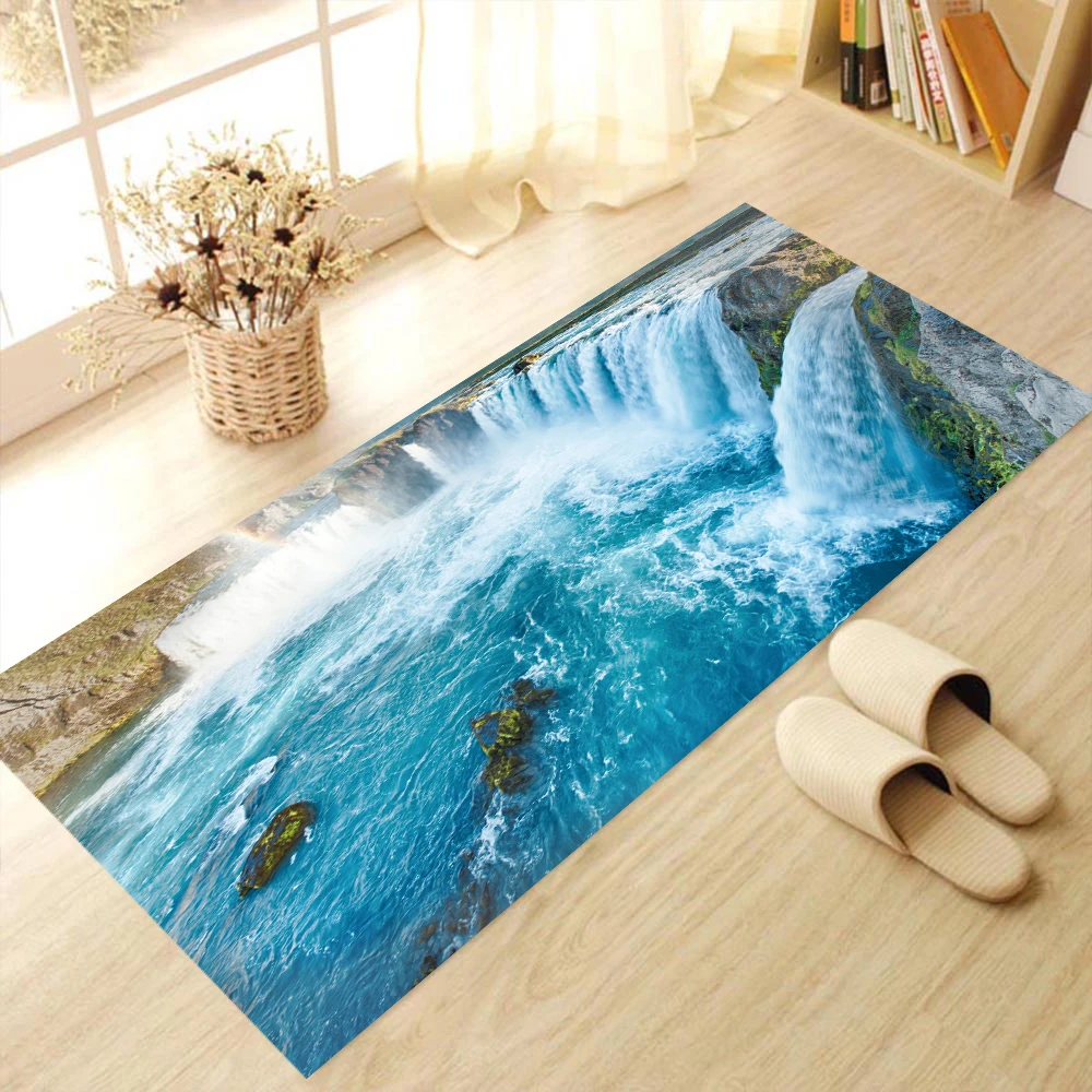 Waterfall Floor Stickers 3D Removable Waterproof Non slip Mural Decal
