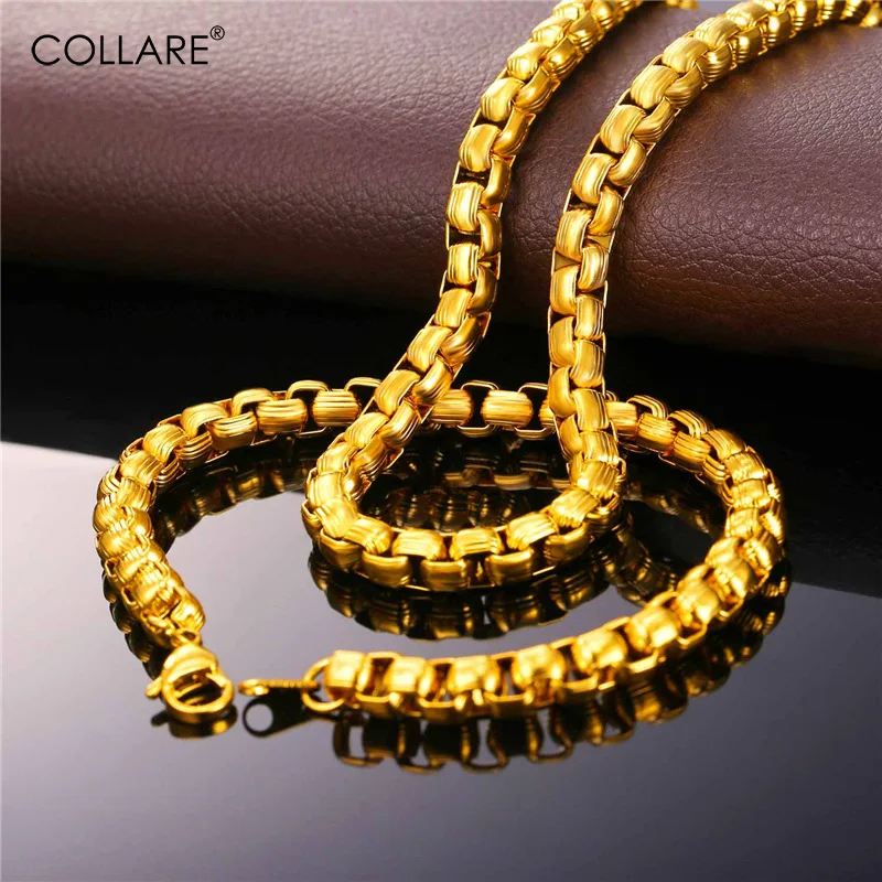 Buy Collare Box Link Chain Jewelry Sets Stainless Steel Gold/Black Color Hippie
