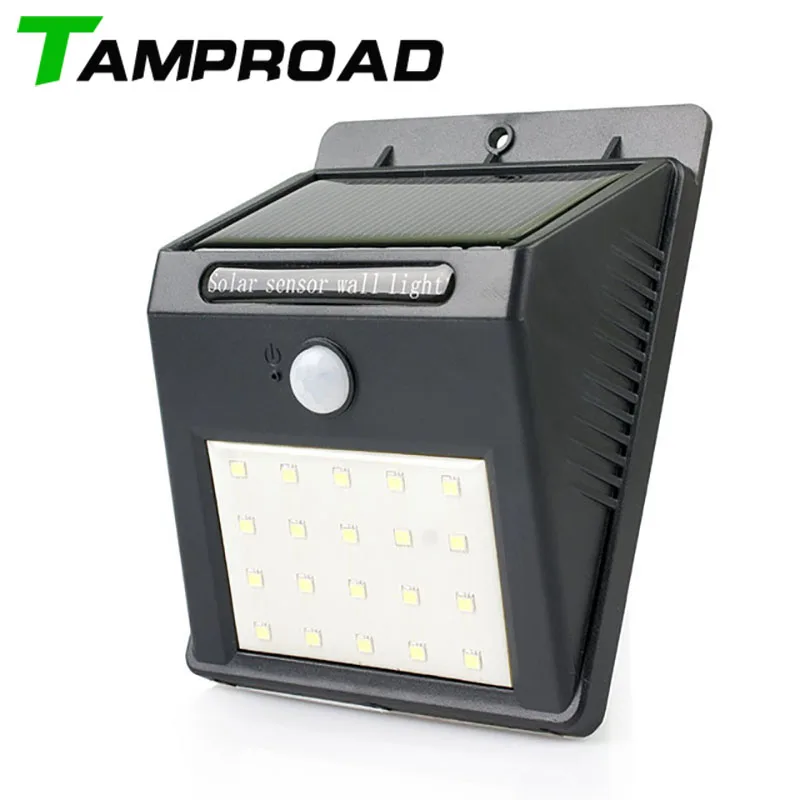 

TAMPROAD Solar Powered Wall Night Light Bright 20 LED Motion Sensor Detector Sconces Waterproof Outdoor Garden Gutter Fence Lamp