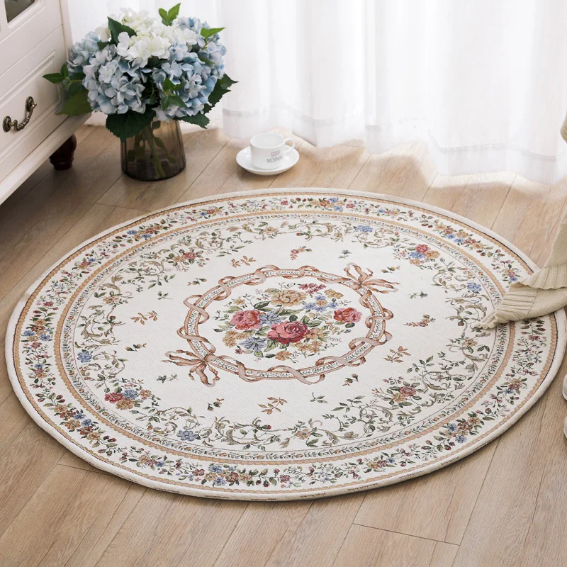 Europe/America Countryside Round Carpets for Living Room Pastoral Bedroom Floor Mat Home Hallway Do
