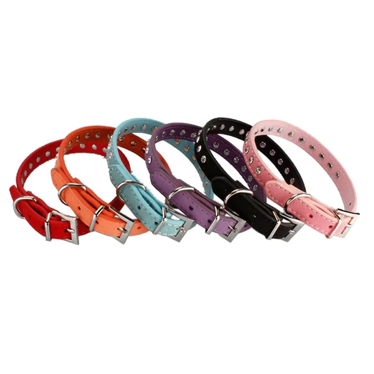 SYDZSW Rhinestone Leather Pet Dog Cat Collar Luxury One Row Crystal Diamond Cat Necklace Small Dogs Chihuahua Products Cat Supplies2.1