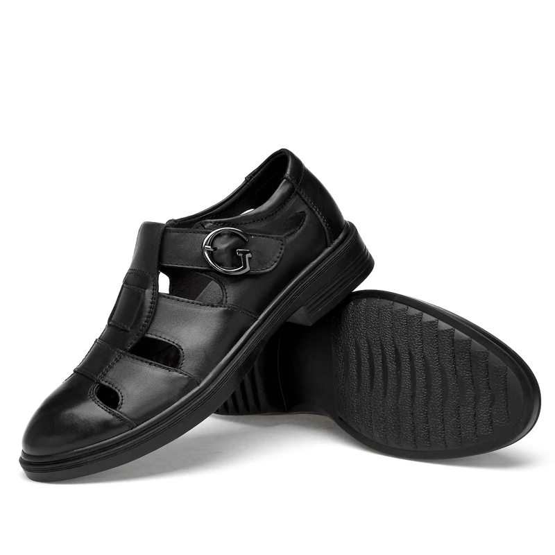 VANCAT/модные летние мужские сандалии; Коллекция года; Повседневная обувь из натуральной кожи на плоской подошве; пляжная Мужская обувь; большие размеры 38-48