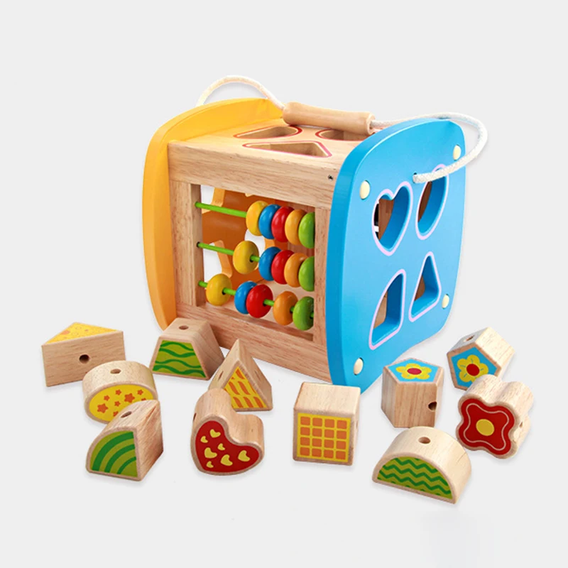 

Kids Wooden Toys Baby Learning Early Education Wooden Maze Multi-function Box Round Bead Montessori Toys Hot Sell