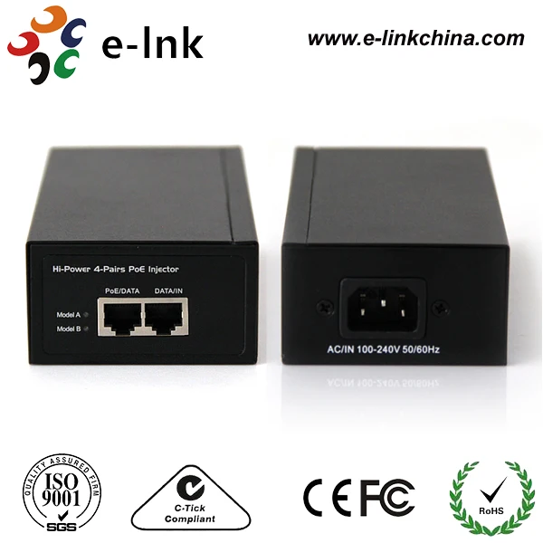 E-link Single-Порты и разъёмы 10/100/1000 Мбит/с 802.3bt Инжектор PoE (60 Вт)