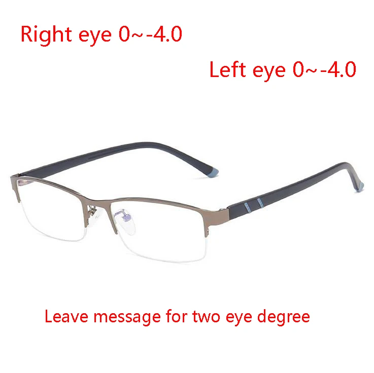 Деловые мужские квадратные очки для близорукости с градусным металлическим 1,56 асферическим объективом рецептурная оптика очки 0-0,5-1,0 To-4,0 - Цвет оправы: Custom Degree