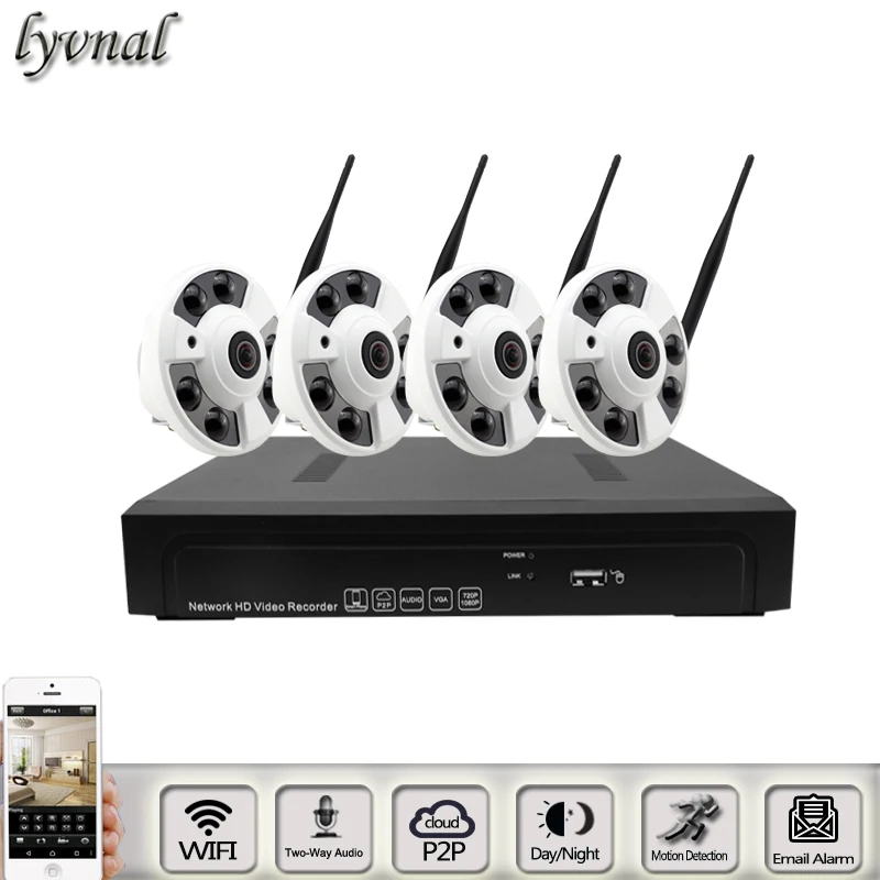 

two way audio wifi kit fisheye lens full view wifi camera Security camera IP with 9 channel 720p 1080p 3mp 5mp NVR kit