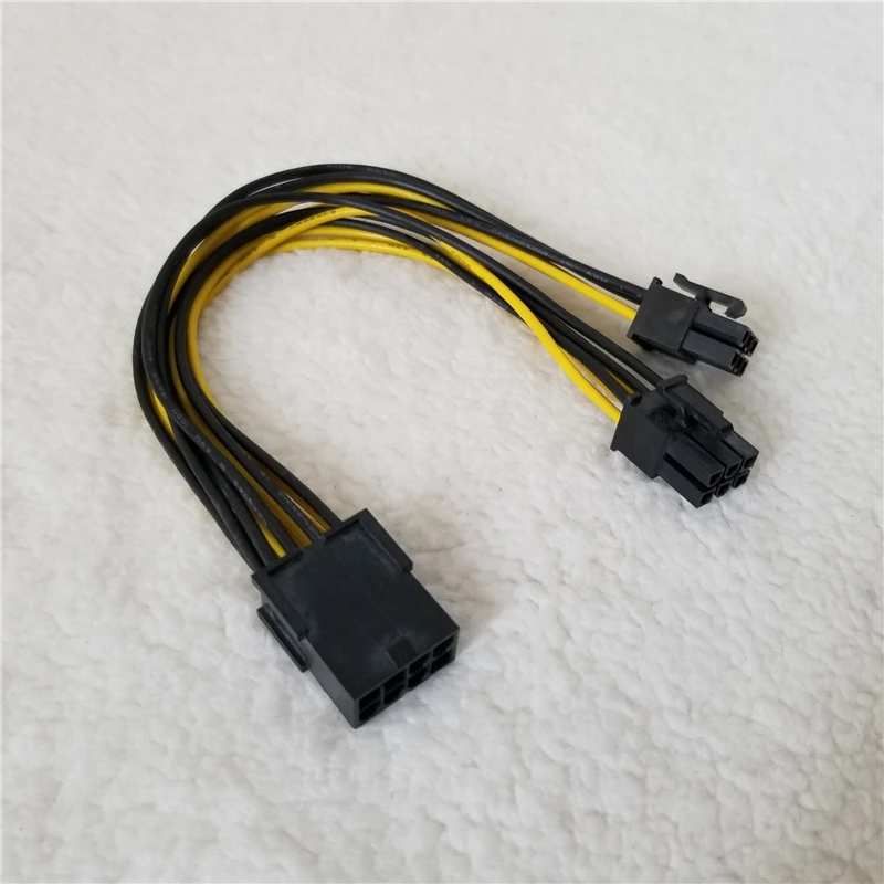 

100pcs/lot PCI-E PCI Express Graphics Card Extension Power Cable 8Pin to Dual 6Pin Female to Male Yellow 20cm