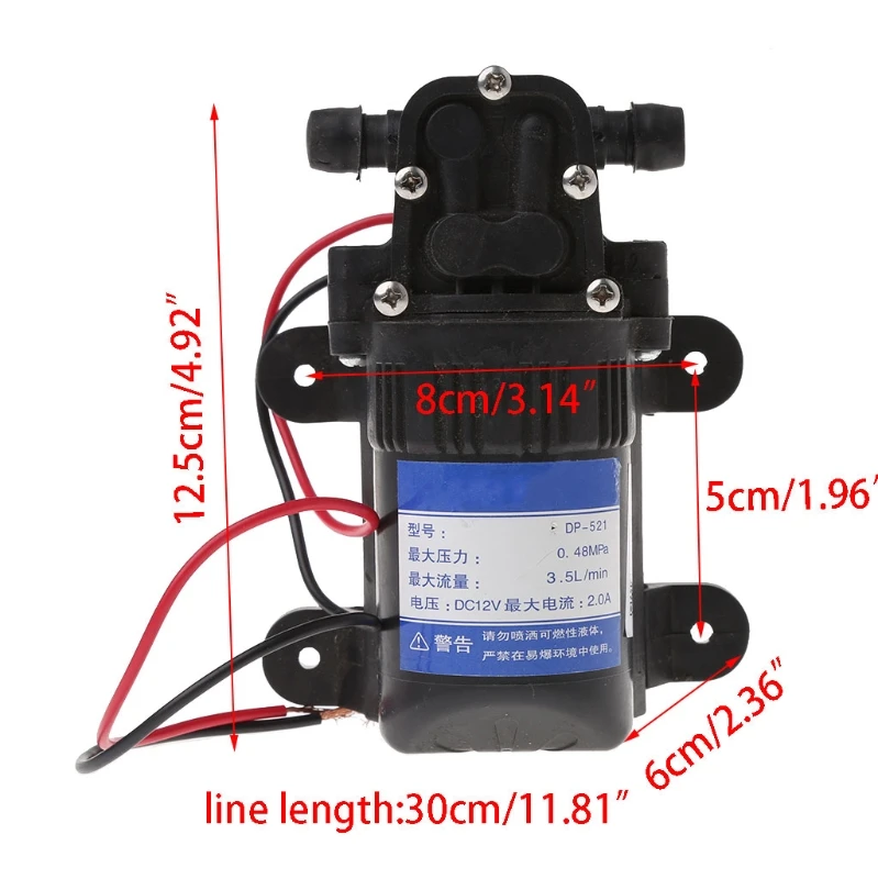 DC 12V 3.5L/Min 0.48MPa 70 PSI диафрагма высокого давления самовсасывающий водяной насос